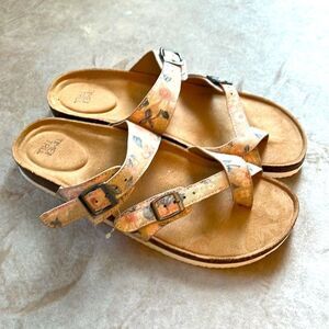 NWOT Time & Tru Sz 9 Floral Strappy Sandal Cork